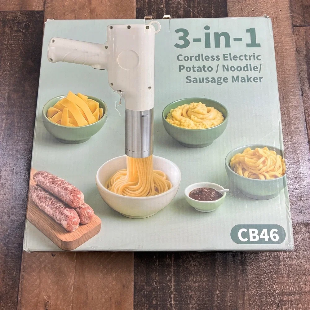 3-in-1 Cordless Electric Noodle Potato Sausage Maker CB46 Handheld Pasta Machine
